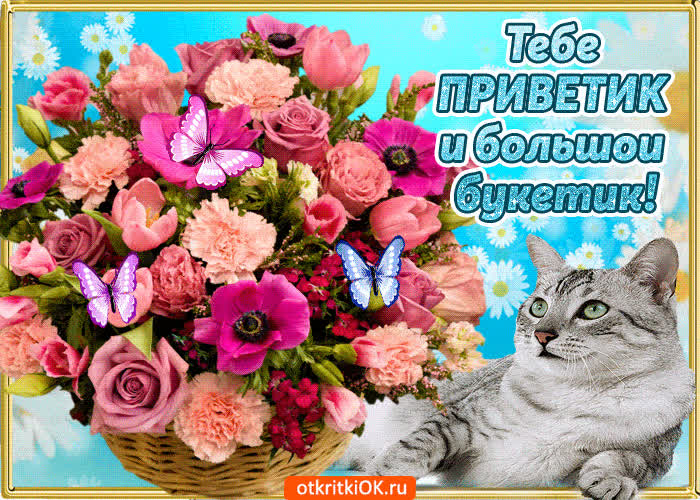 Картинка тебе приветик и большой букетик