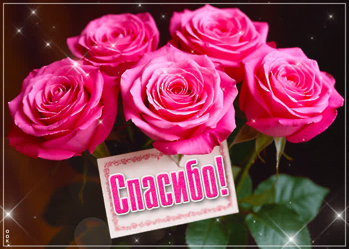 Postcard яркая и красивая гиф-открытка спасибо