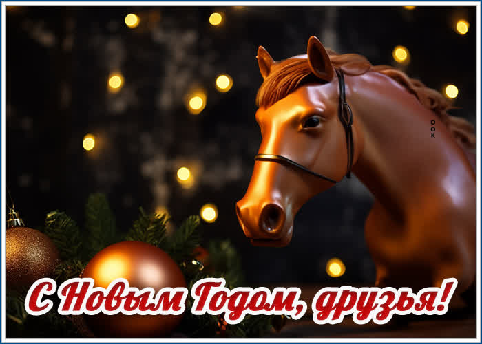 Picture яркая и креативная открытка с новым годом, друзья!